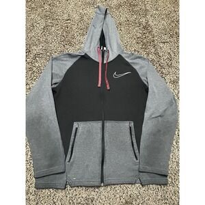 Nike Therma-FIT Men's Full Zip Hoodie‎ Black Gray Size L Athletic